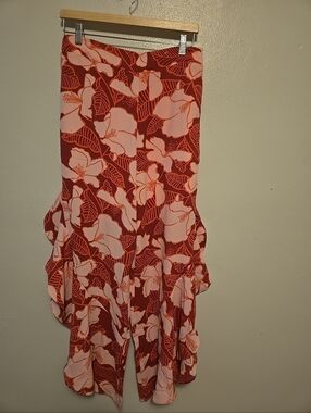 SugarLips Ginger Berry Pink Tropical Flower Ruffle Pant L NWT